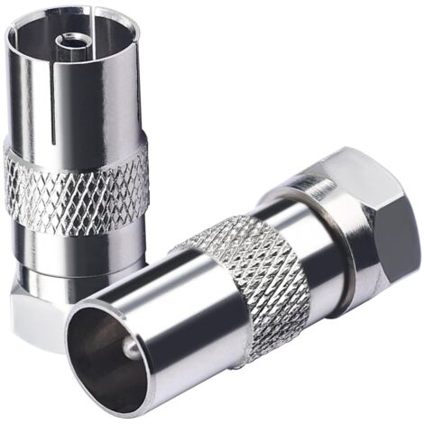 CCYKXA Adaptateur pour antenne TV (fiche F vers prise coaxiale) – 2 pièces