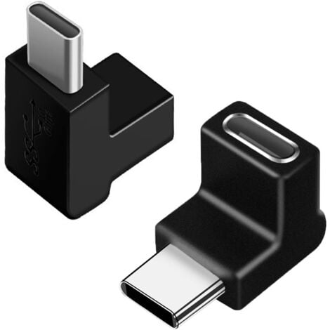 CCYKXA Adaptateur USB C 90 Degrés Angle Droit (Lot de 2), Adaptateur Coudé OTG USB-C 3.1 Femelle à Mâle Compatible avec MacBook Pro, Samsung Galaxy, Téléphones Type-C et Plus