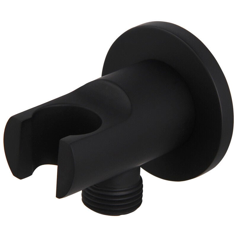 Ccykxa - Arc de raccordement mural avec support de douche - Noir mat - Raccord de tuyau en laiton avec support mural pour pommeau de douche g 1/2'