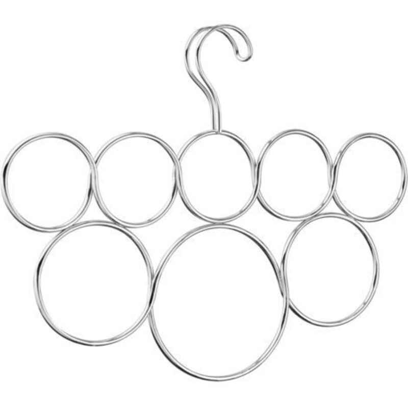 CCYKXA (Argent) Porte-écharpes 4 pièces avec 8 anneaux, rangement suspendu en métal pour écharpes, cravates, ceintures, châles en cachemire, etc.