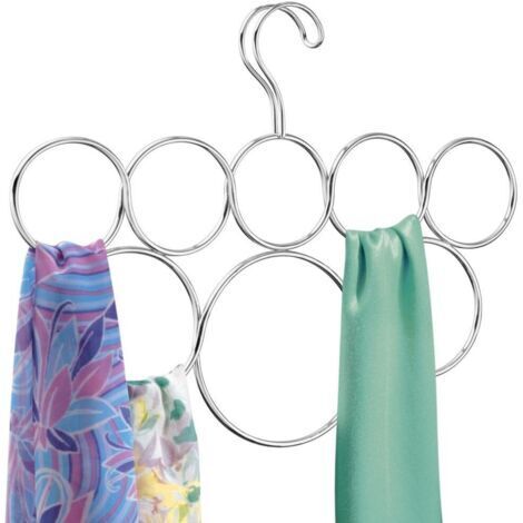 CCYKXA (Argento) Porta sciarpe a 4 pezzi con 8 anelli, supporto in metallo per appendere sciarpe, cravatte, cinture, scialli di cashmere, ecc.