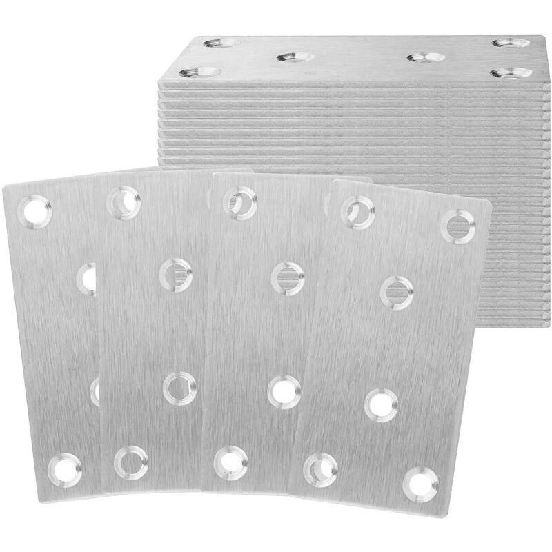 Ccykxa - ASelected 20pcs Plaque Perforée Plaque Équerre pour Fixation en Inox 80 x 40 x 2 mm, Plaques Fixation Équerre pour Rejoint la Fixation et