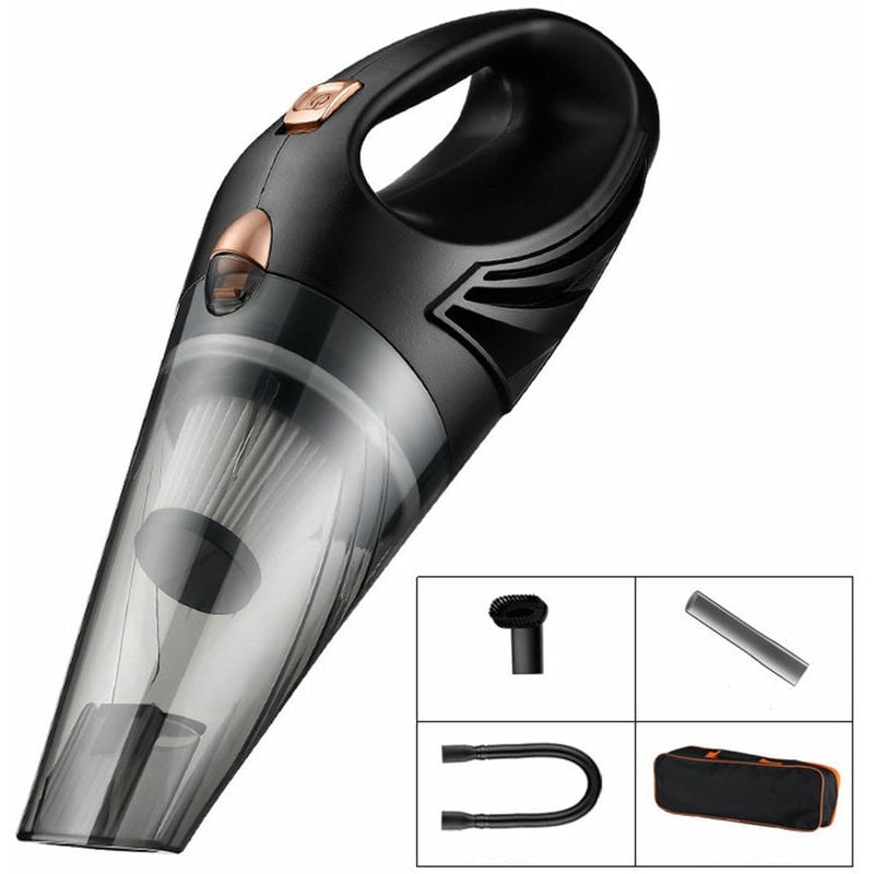 Ccykxa - Aspirateur de voiture puissant - Mini aspirateur à main 120W, 12V, avec 3 accessoires et sac de transport, pièces automobiles - Noir