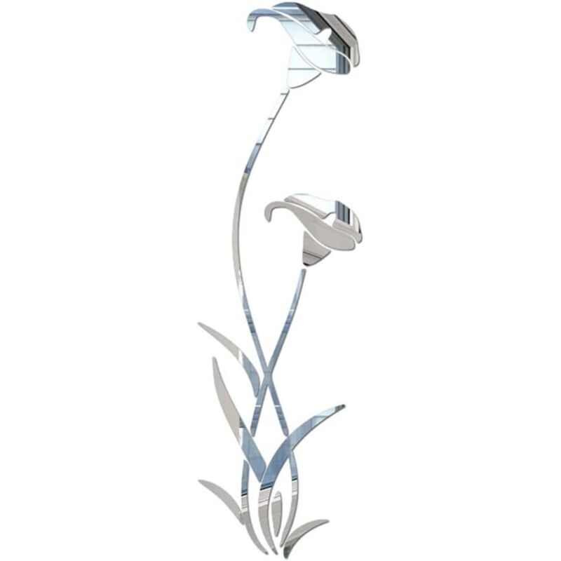 CCYKXA Autocollants muraux en forme de miroir en forme de fleur - 100 x 29 cm - Amovibles - En acrylique - Décoration de la maison
