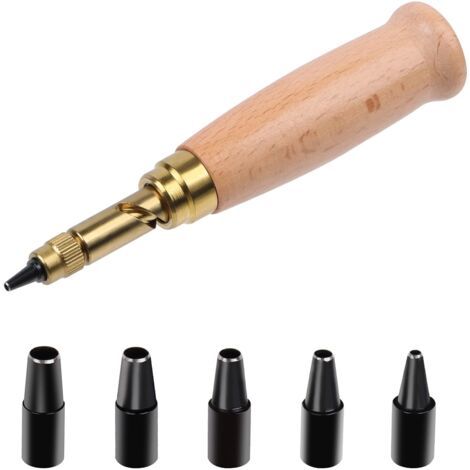 CCYKXA Automatic Leather Hole Punch Tool, Leather Hole Punch with 6 Replaceable Hole Punches for Sewing, Paper Card and Crafts (1.5mm - 4mm)