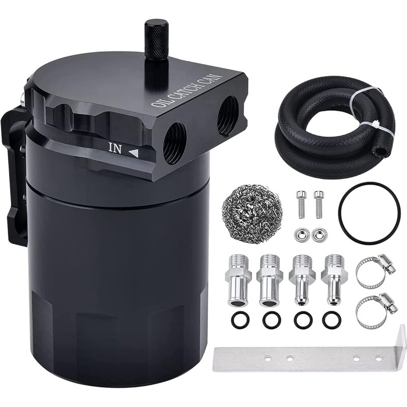 Baffle Oil Catch Can, Oil Separator Catch Can 300ml Universal Aluminium Black - Ccykxa