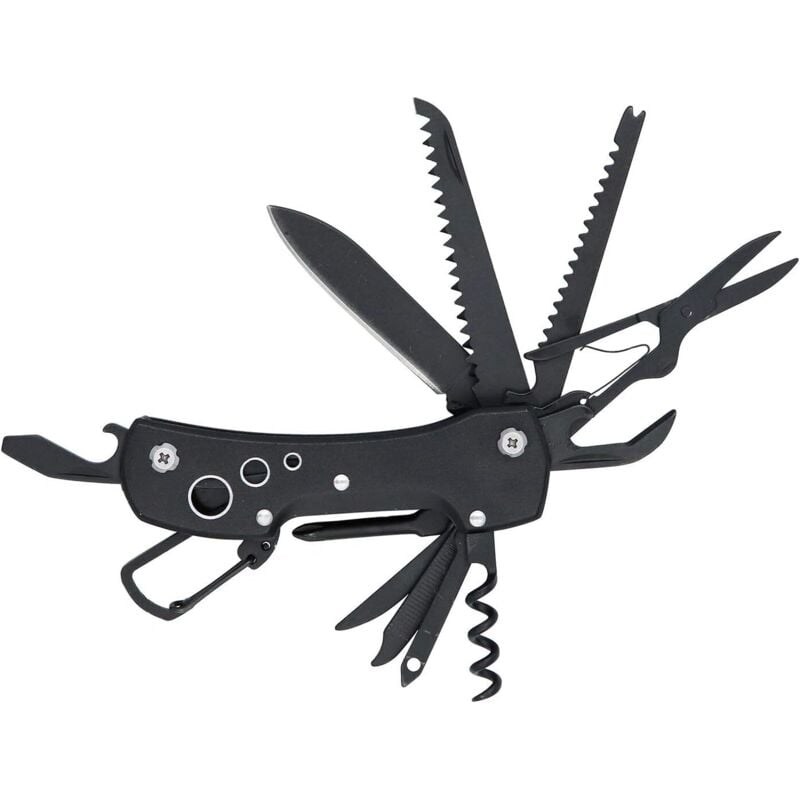 Image of Basics 15-in-1-Multitool, Taschenmesser mit Scheide, Schwarz - Ccykxa