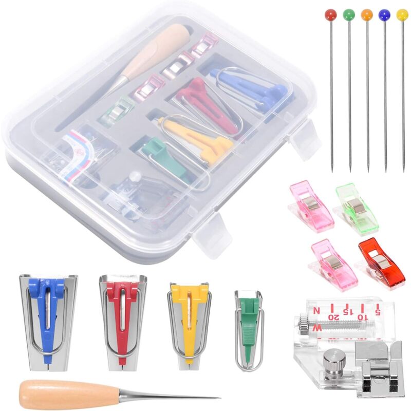 Bias Binding Machines Sewing Accessories Tape Maker Kit 6mm 12mm 18mm 25mm diy Sewing Tool Fabric Bias Binding with Pin Sewing Awl Feet - Ccykxa