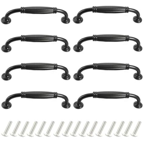 GKYZBB 10-Piece Black Cabinet Handles – 96mm Hole Center, Country Style Kitchen Drawer Pulls