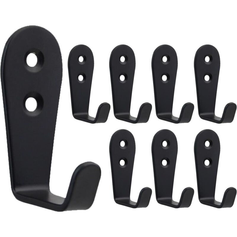 CCYKXA Black Wall Hooks, Heavy Duty Stainless Steel Wall Mounted Coat Rack, Small Individual Hook for Hanging Coats, Clothes, Jackets, Bathrobes,
