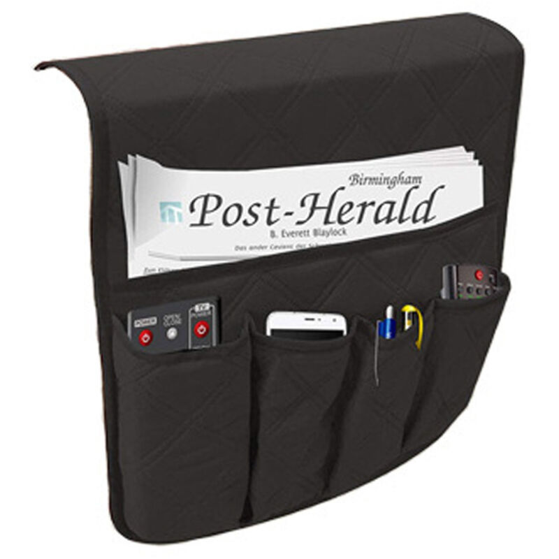 CCYKXA (Black) Bedside Organizer with, Sofa Chair Protector Cover, Hanging Pockets Space Saving, Non-Slip Storage Bag for Bed/Sofa/Chair/Armrest