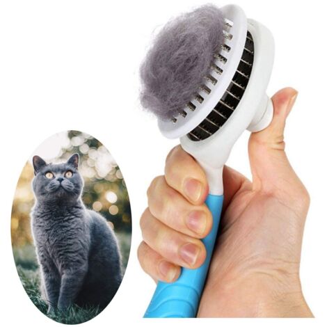 CCYKXA (Blau) Selbstreinigende Katzenbürste für Haarausfall und Fellpflege – entfernt abgestorbene Unterwolle und Verfilzungen – Massagebürste für Katzen und Hunde