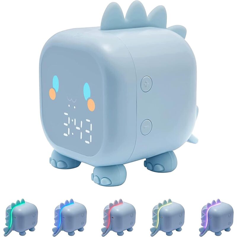 Ccykxa - Bleu) Réveil Enfant, Dinosaures Réveil Enfants Numérique avec Lumière Snooze Alarme, Réveil Enfants Filles Garçons Digital Lumière Colorée,