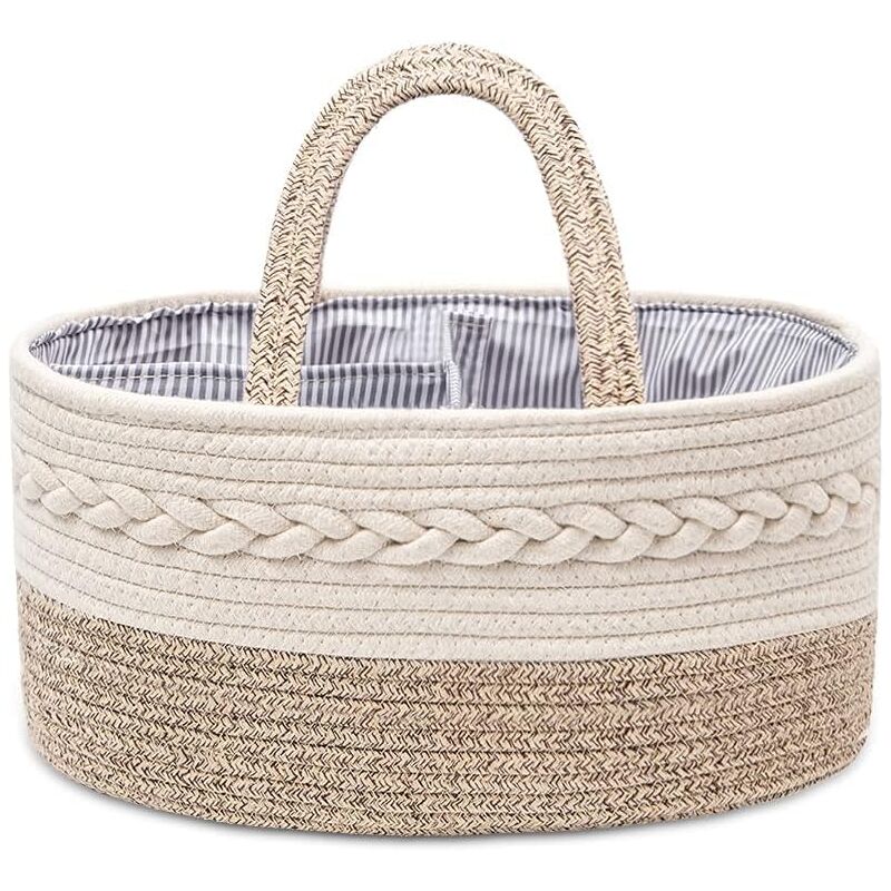 Boîte à couches multifonction pour bébé, sac à couches portable en plein air, sac de rangement en corde de coton panier de rangement pour couches de