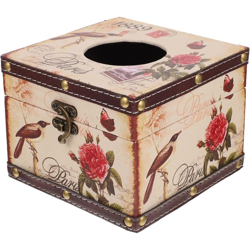 Boîte à mouchoirs carrée vintage en papier avec motif rose pour décoration de salle de bain, cadeau amusant - Ccykxa