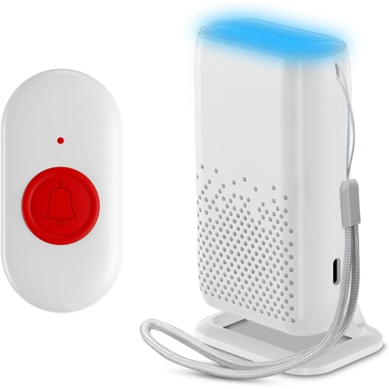 CCYKXA Bracelet Alarme Personne Agee, Sonnette Personne Agée sans Fil Rechargeable par USB, Alarme pour Personnes âgées avec 58 sonneries, Sonnette