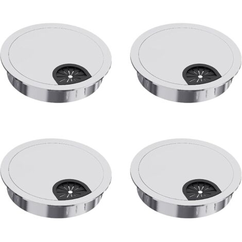 CCYKXA Cable Management 60mm Silver Pack of 4  Metal Cable Management  Discreet Alloy Desk Organizer