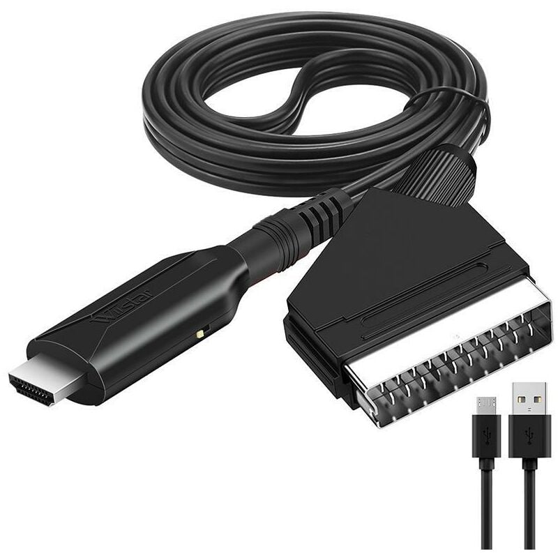 Ccykxa - Câble péritel vers HDMI-Adaptateur péritel vers HDMI-Convertisseur audio vidéo péritel tout en un vers hdmi 1080p/720p