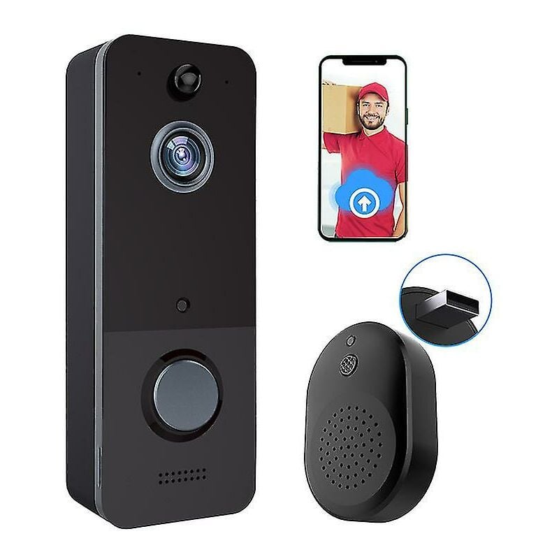 Caméra de sonnette sans fil, caméra de sonnette vidéo intelligente avec détection de mouvement, stockage en nuage, image hd en direct, vision