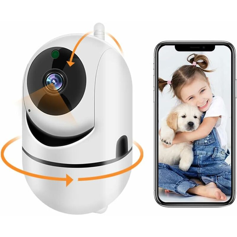 Caméra Surveillance WiFi Intérieur, Caméra WiFi pour Bébé Animal Domestique 1080p Intelligente pour Détection de Mouvement avec Vision Nocturne Audio