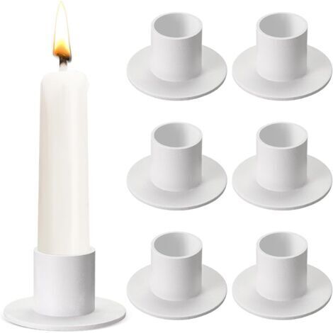 CCYKXA Candle Holder for Stick Candles, Tabletop Candle Holder, White Metal Candle Sockets, Candle Holder for Living Room, Dining Room, Bedroom Decoration (6, White)