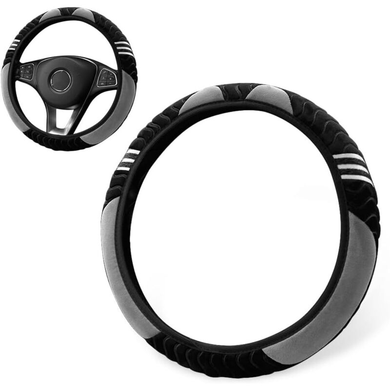 Ccykxa - Car Steering Wheel Cover, Universal Plush Car Steering Wheel Cover Anti-Slip Breathable Steering Wheel Covers Winter Steering Wheel