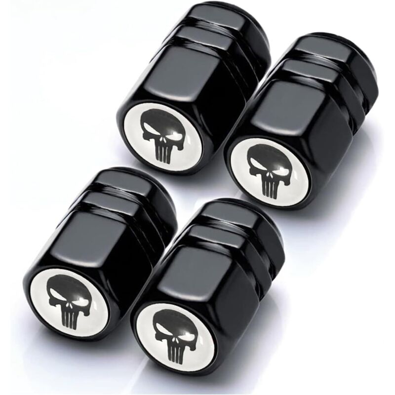 CCYKXA Car Tire Valve Caps, 4 Pieces Aluminum Car Valve Caps, Bicycle Valve Caps with Sealing Ring for Cars, Trucks, Motorcycles, SUVs (Black)