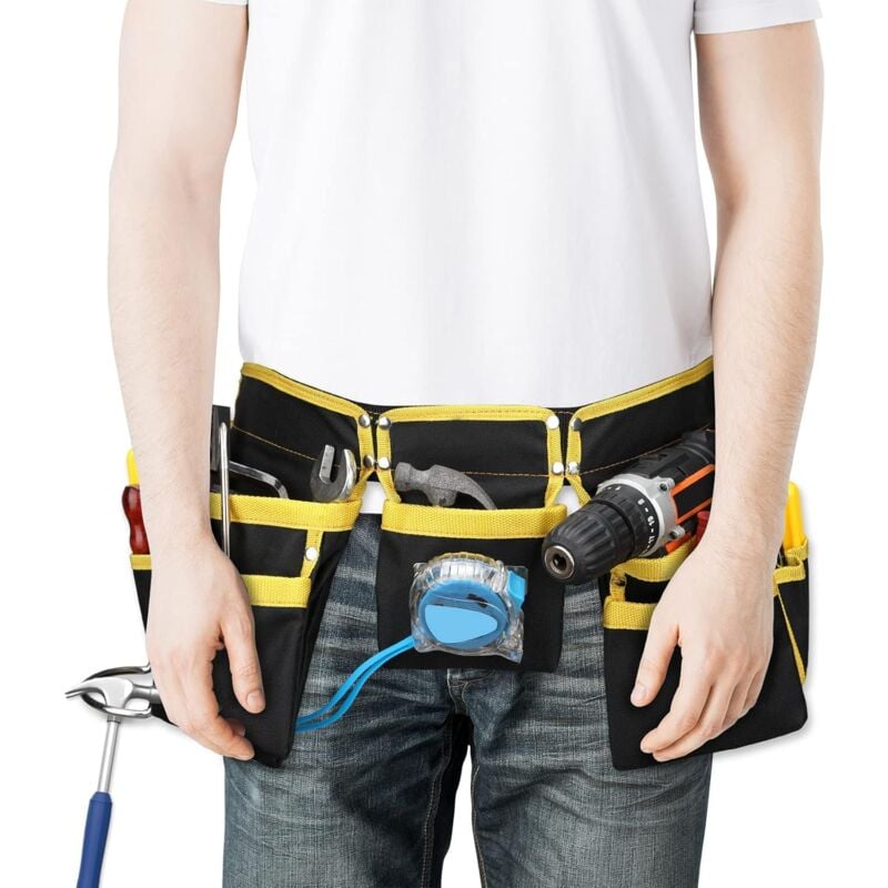 Ccykxa - Ceinture Porte Outil, Porte Marteau Ceinture, Ceinture Avec Poche, Sac à Outils RéGlable Oxford à 11 Poches Pour Bricoleurs, Constructeurs