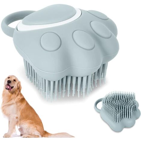 CCYKXA Cepillo de baño para perros y gatos, con dispensador de champú y cepillo de masaje para cachorros, efecto masaje, elimina pelo muerto, suciedad y polvo.