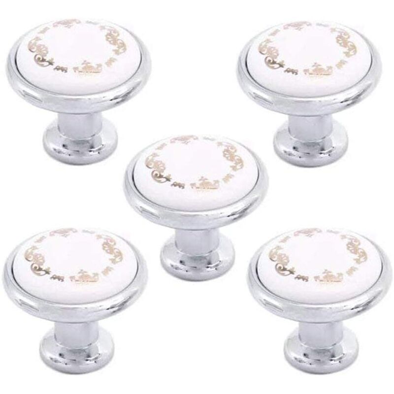 Ccykxa - Ceramic Knobs Vintage Cabinet Knobs, 5 Pack 32mm Interior Round Knobs and Handles for Wardrobe/Girls Dresser/Kids Cupboard/Kitchen Drawer