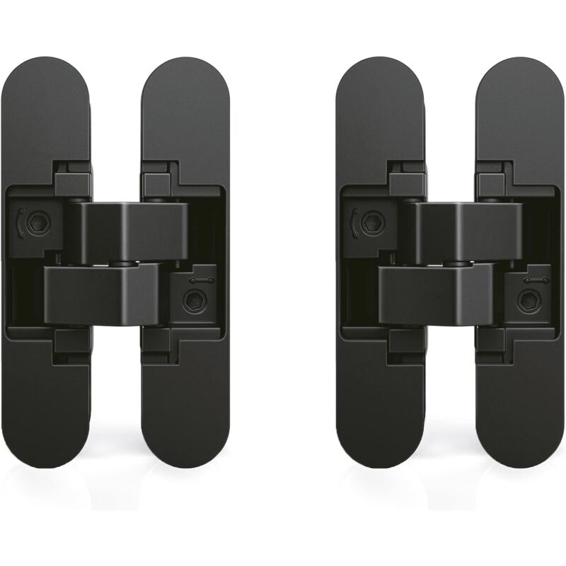 Ccykxa - Charnière invisible pour portes, Lot de 2 charnières invisibles pour portes lourdes, charge de 40 kg, ouverture de 180º, zamak, noir