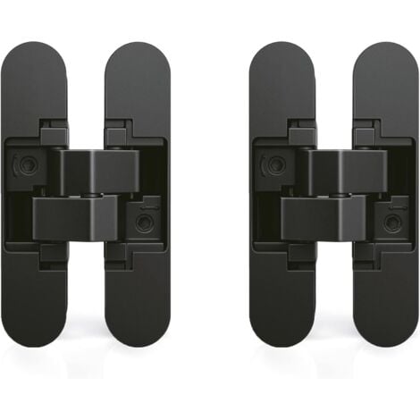 CCYKXA Charnière invisible pour portes, Lot de 2 charnières invisibles pour portes lourdes, charge de 40 kg, ouverture de 180º, zamak, noir