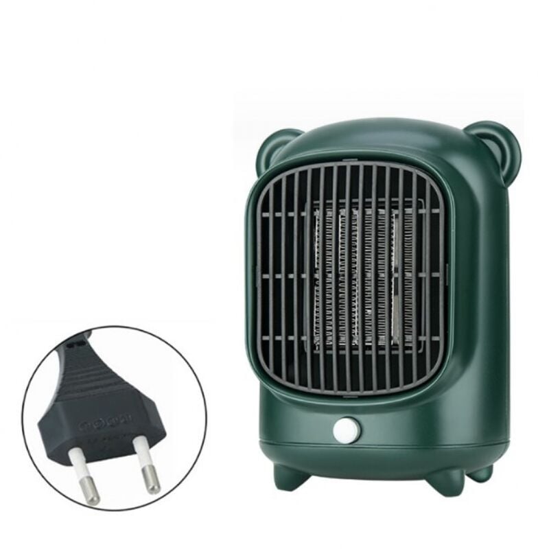 CCYKXA Chauffage d'espace électrique portable 500 W avec thermostat, petit radiateur en céramique de bureau avec chambre intérieure de bureau-vert