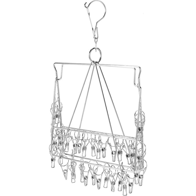 Ccykxa - Cintre de Séchage Pliable à 36 Pinces en Acier Inoxydable pour Chaussettes, sous-vêtements Serviettes, Herbes Fraîches