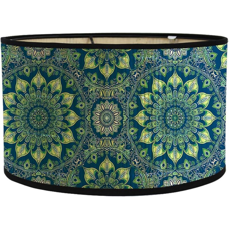 CCYKXA Classic Fabric Drum Lampshade, Retro Mandala Replacement Lampshade, Handmade Lampshade for Table Lamp, Pendant Lamp, Bedside Lamp, Floor Lamp,