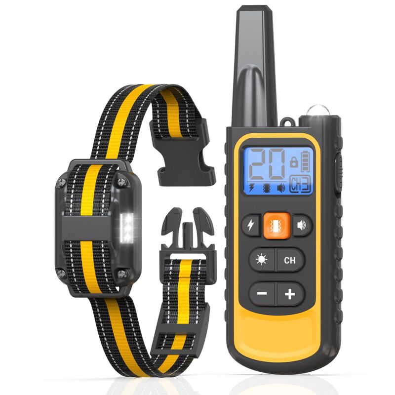 CCYKXA Collier de Dressage Chien,Portée 2300 Mètres,4 Modes Lumière/Son/Vibration/Choc Électrique avec Verrouillage de Sécurité,Résistant à l'eau et