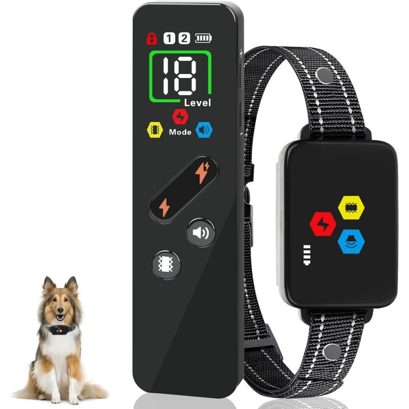 Ccykxa - Collier de Dressage pour Chien - Collier Anti Aboiement Chiens avec Télécommande, Couleur lcd, 4 Modes de Dressage, étanche IP67 pour Gros