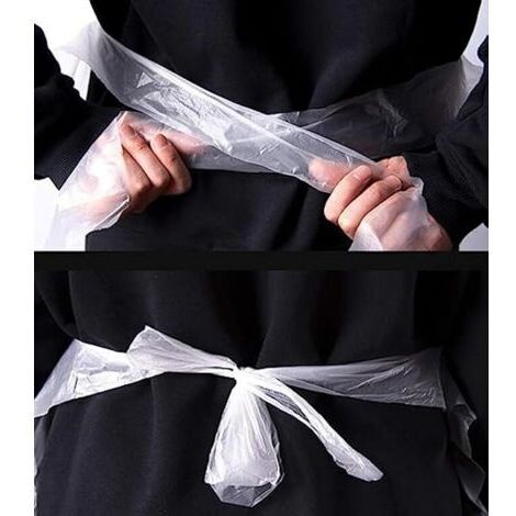 CCYKXA Confezione da 100 grembiuli monouso in plastica impermeabili e antimacchia per adulti e bambini, ideali per dipingere e cucinare.