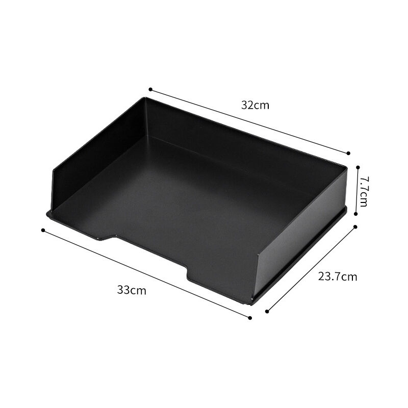 Ccykxa - Corbeilles à courrier noir Organisateur de bureau empilable - Plateau de bureau en plastique - Porte-papier - Bacs à documents