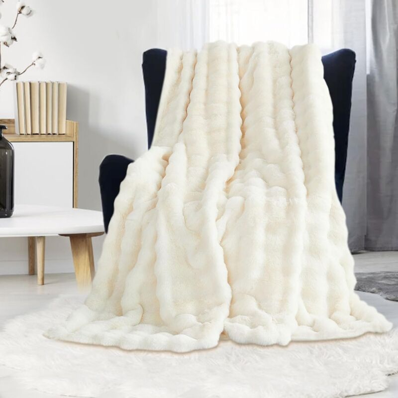 Ccykxa - Couverture en peluche pour le canapé - Couverture en fausse fourrure de lapin super douce, couvertures mignonnes pour les femmes,
