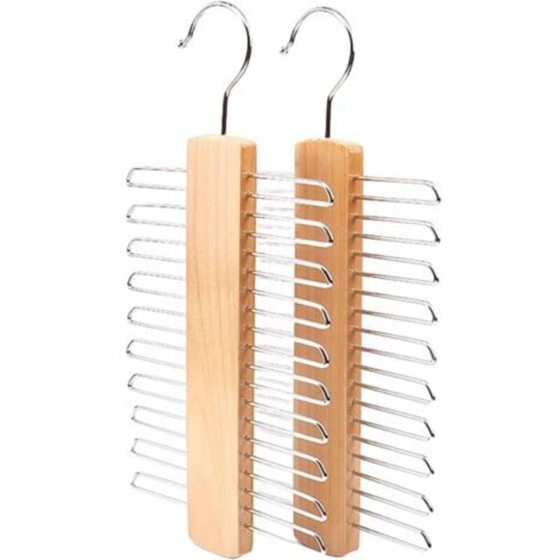 Cravates Bois Cintre,2 pièces Cintres Porte-Cravates Porte Cravates Porte avec 20 étagères pour Ceinture,écharpe,Rangement de Cravates Krawattenhalter