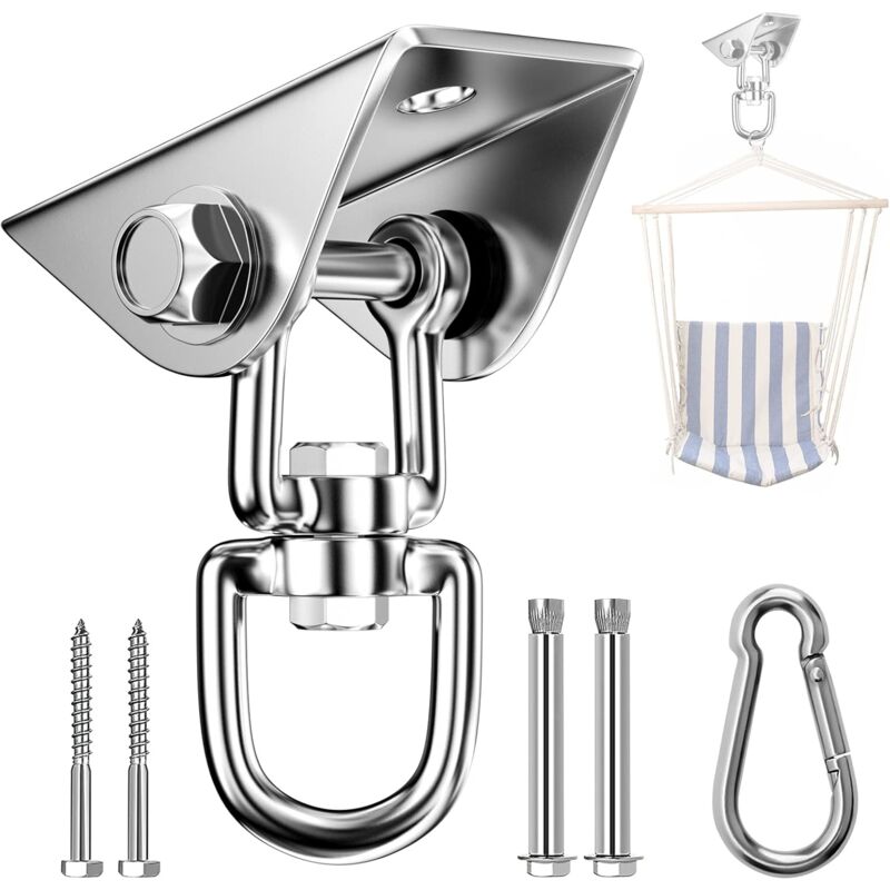 Crochet Plafond Lourds Acier Inoxydable 450 kg capacité 360 ° Rotation, Crochets balancoire Suspension avec Vis Fixation pour Chaise Suspendue,