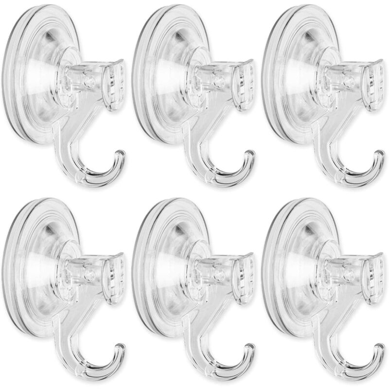 Ccykxa - Crochet Ventouse, Lot de 6 fixation ventouse pour fenêtre, cuisine et salle de bains, sans perçage, capacité de charge 4KG, transparent