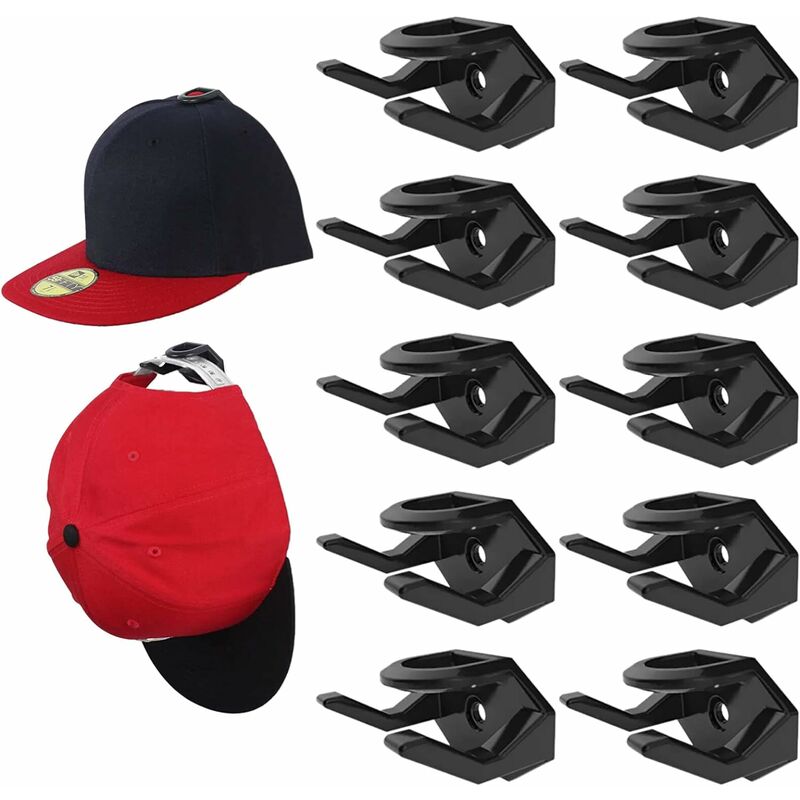 Ccykxa - Crochets à chapeau adhésifs, 10 pièces porte-chapeau pour mur, crochet de chapeau adhésif, présentoir de chapeau minimaliste, organisateur