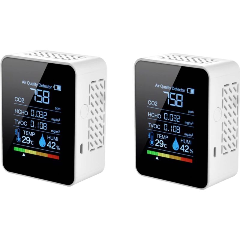 Ccykxa - Détecteur de dioxyde de Carbone 5 en 1 Détecteur de qualité d'air intérieur CO2 Compteur numérique tvoc hcho Moniteur de température et