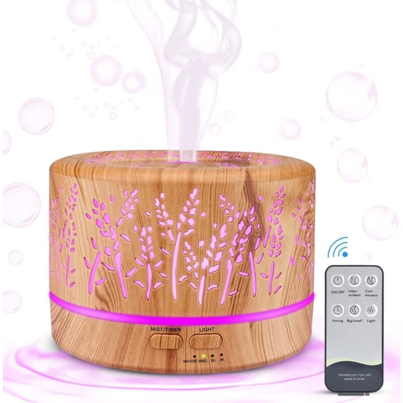 Ccykxa - Diffuseur huiles essentielles 500ml, Diffuseur d'aromathérapie Humidificateur d'air sans Eau - Arrêt Automatique, 7 led Couleur Idéal pour