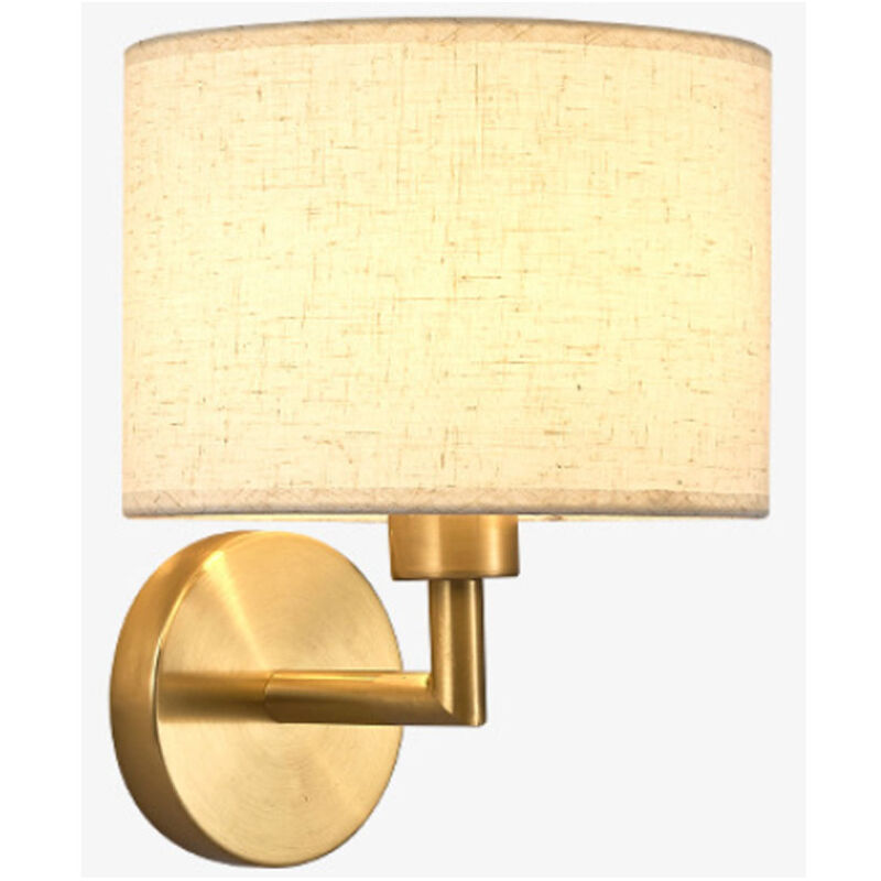 CCYKXA Dimmable Indoor Wall Light, Gold Wall Lamp with Beige Linen Shade, Swivel Bedside Wall Light for Bedroom/Living Room, Warm Light 7W