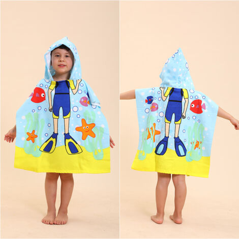 CCYKXA (Diver) Children's Bath Towel, Children's Beach Towel Cute Patterns Children's Bath Poncho Cape for Girls and Boys and Children's Bathrobe