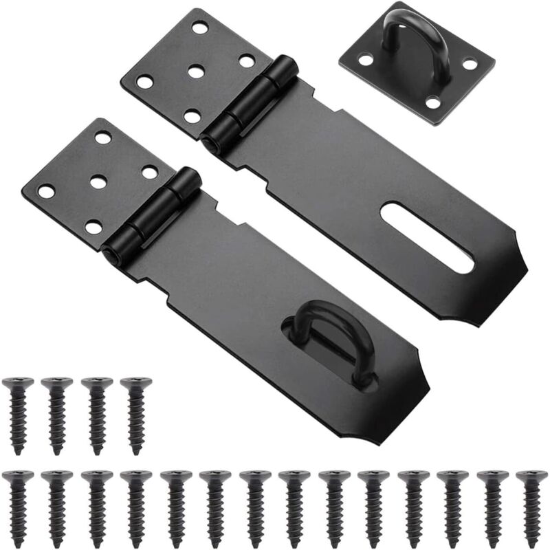 Ccykxa - Door Hasp Padlock, 2pcs Exterior Door Latch Clasp, 5 Inch Stainless Steel Exterior Door Lock Hasp with Screws for Closet Garage Door Lock