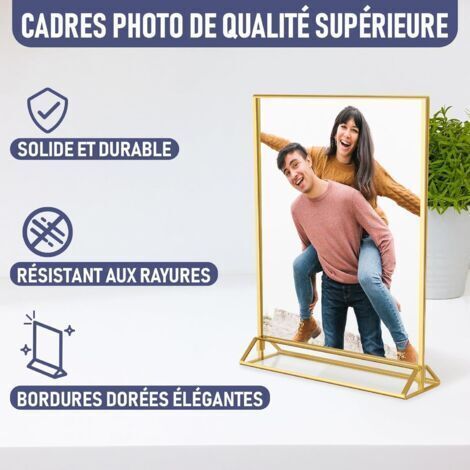 CCYKXA Doppelseitige goldene Bilderrahmen – 6er-Pack – Tischkartenhalter aus Acryl in Gold, transparente Tischstaffeleien für Poster, Menükartenhalter, Bilderrahmen